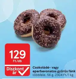 Tesco Csokoládé- vagy eperbevonatos gyűrűs fánk ajánlat