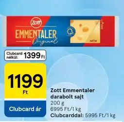 Tesco Zott Emmentaler darabolt sajt ajánlat