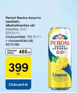 Tesco Peroni Nastro Azzurro ízesített alkoholmentes sör ajánlat