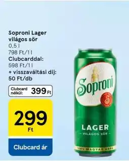 Tesco Soproni Lager világos sör ajánlat
