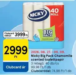 Tesco Nicky Big Pack Chamomile scented toalettpapír ajánlat
