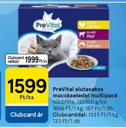 Tesco PreVital alutasakos macskaeledel multipack ajánlat