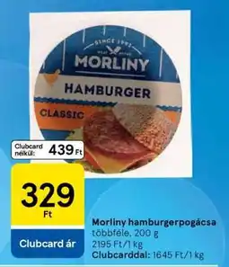 Tesco Morliny hamburgerpogácsa ajánlat