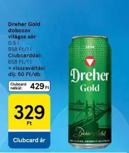Tesco Dreher Gold dobozos világos sör ajánlat
