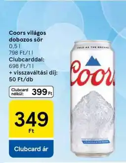 Tesco Coors világos dobozos sör ajánlat