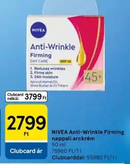 Tesco NIVEA Anti-Wrinkle Firming nappali arckrém ajánlat