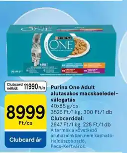 Tesco Purina One Adult alutasakos macskaeledel-válogatás ajánlat