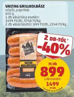 PENNY Vastag Grillkolbász ajánlat