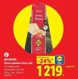 Lidl Milbona Grana Padano olasz sajt ajánlat