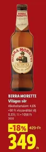 Lidl Birra Moretti ajánlat