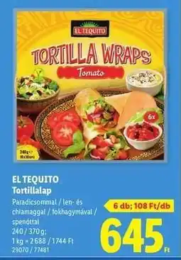 Lidl EL TEQUITO Tortillalap ajánlat