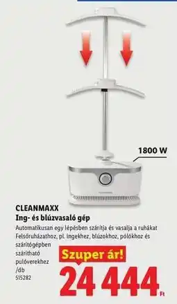 Lidl CLEANMAXX Ing- és blúzvasaló gép ajánlat