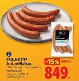 Lidl GRILLMEISTER Sertés grillkolbász ajánlat