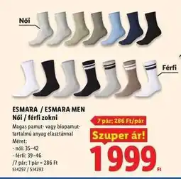 Lidl esmara / esmara MEN Női / férfi zokni ajánlat