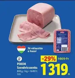 Lidl PIKOK Szendvicssonka ajánlat