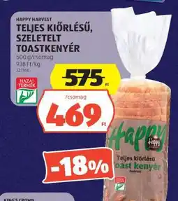 ALDI HAPPY HARVEST TELJES KIŐRLÉSŰ, SZELETELT TOASTKENYÉR ajánlat