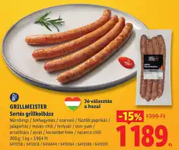 Lidl Grillmeister sertés grillkolbász ajánlat
