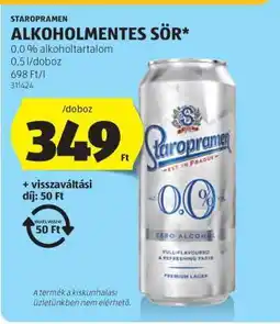 ALDI Staropramen Alkoholmentes Sör ajánlat