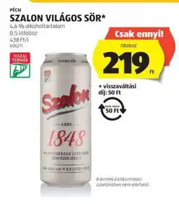 ALDI Pécsi Szalon Világos Sör ajánlat