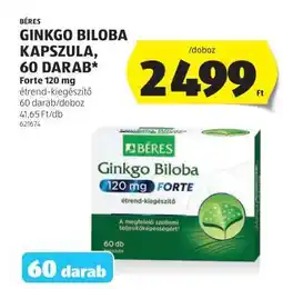 ALDI Béres Ginkgo Biloba Kapszula, 60 darab ajánlat