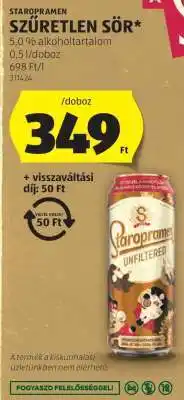 ALDI Staropramen Szűretlen Sör ajánlat