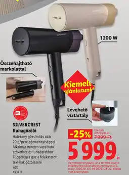 Lidl Silvercrest ruhagőzőlő ajánlat