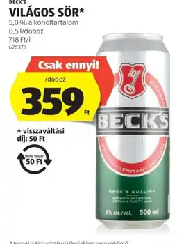 ALDI Beck's világos sör ajánlat