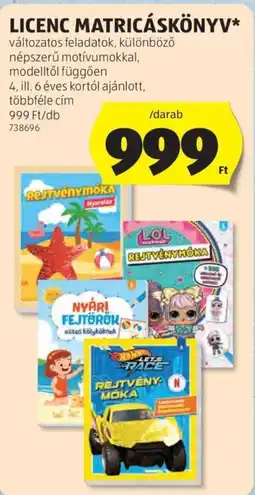 ALDI Licenc matricáskönyv ajánlat
