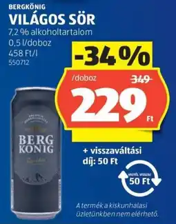ALDI Bergkönig világos sör ajánlat