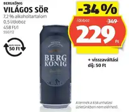 ALDI Bergkönig világos sör ajánlat