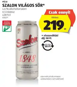 ALDI Szalon világos sör ajánlat