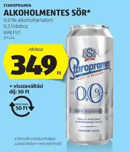 ALDI Staropramen alkoholmentes sör ajánlat