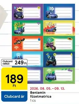 Tesco Beniamin füzetmatrica ajánlat