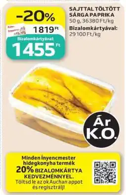 Auchan SAJTTAL TÖLTÖTT SÁRGA PAPRIKA ajánlat