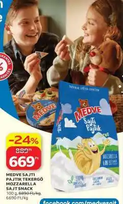 Auchan MEDVE SAJTI PAJTIK TEKERGŐ MOZZARELLA SAJTSNACK ajánlat