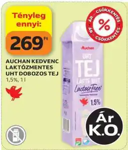 Auchan Auchan Kedvenc Laktózmentes UHT Dobozos Tej ajánlat