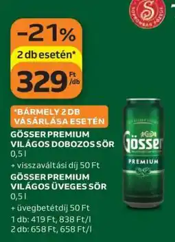 Auchan Gösser Premium Világos Dobozos Sör ajánlat