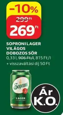 Auchan Soproni Lager Világos Dobozos Sör ajánlat