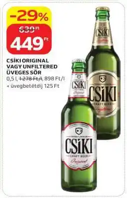 Auchan CSÍKI ORIGINAL VAGY UNFILTERED ÜVEGES SÖR ajánlat