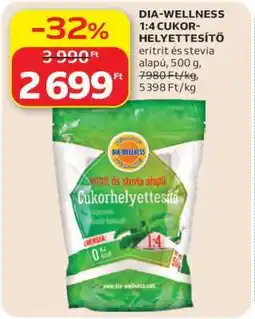 Auchan DIA-WELLNESS 1:4 Cukorhelyettesítő ajánlat