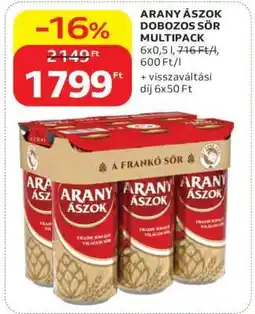 Auchan Arany Ászok Dobozos Sör Multipack ajánlat