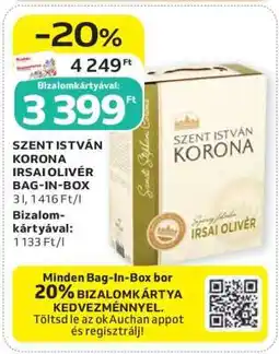 Auchan Szent István Korona Irsai Olivér Bag-in-Box ajánlat