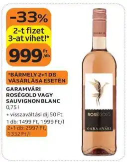 Auchan GARAMVÁRI ROSÉGOLD VAGY SAUVIGNON BLANC ajánlat