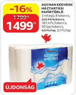 Auchan AUCHAN KEDVENC HÁZTARTÁSI PAPÍRTÖRLŐ ajánlat