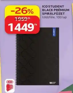 Auchan ICO STUDENT BLACK PRÉMIUM SPIRÁLFÜZET ajánlat