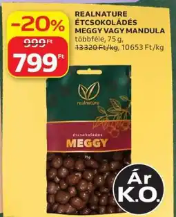 Auchan REALNATURE ÉTCSOKOLÁDÉS MEGGY VAGY MANDULA ajánlat