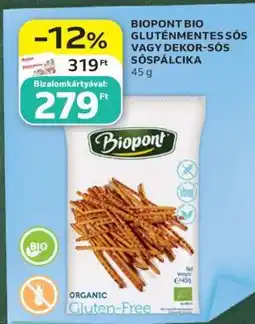 Auchan Biopont Bio Gluténmentes Sós vagy Dekor-Sós Sóspálcika ajánlat