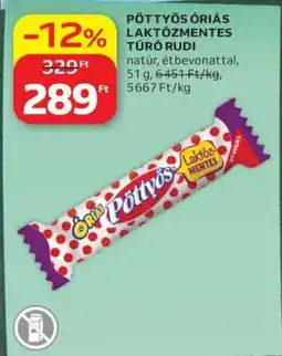 Auchan PÖTTYÖS ÓRIÁS LAKTÓZMENTES TÚRÓ RUDI ajánlat