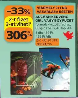 Auchan AUCHAN KEDVENC GIRL VAGY BOY FÜZET ajánlat