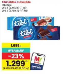 Interspar Tibi csokoládé ajánlat